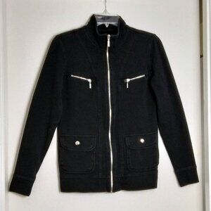 Style & Co.Black Mock Neck Zip Up 95% Cotton Athletic Jacket Comfort Sz S